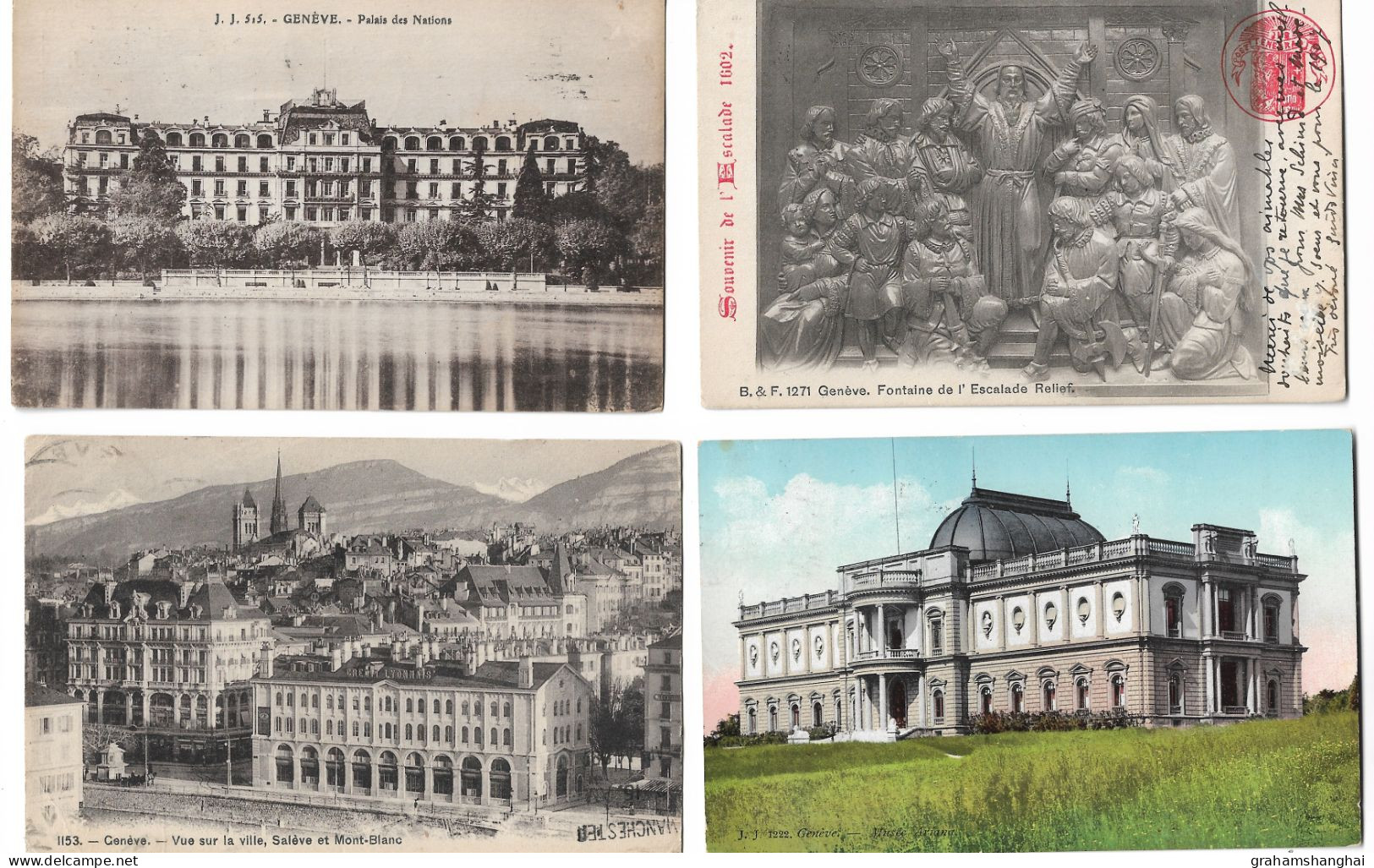 16 Postcards Lot Switzerland GE Geneva Genève Buildings Views Monuments Lake Some Undivided All Posted 1903-1954 - Genève