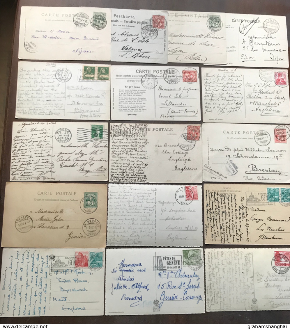 16 Postcards Lot Switzerland GE Geneva Genève Buildings Views Monuments Lake Some Undivided All Posted 1903-1954 - Genève