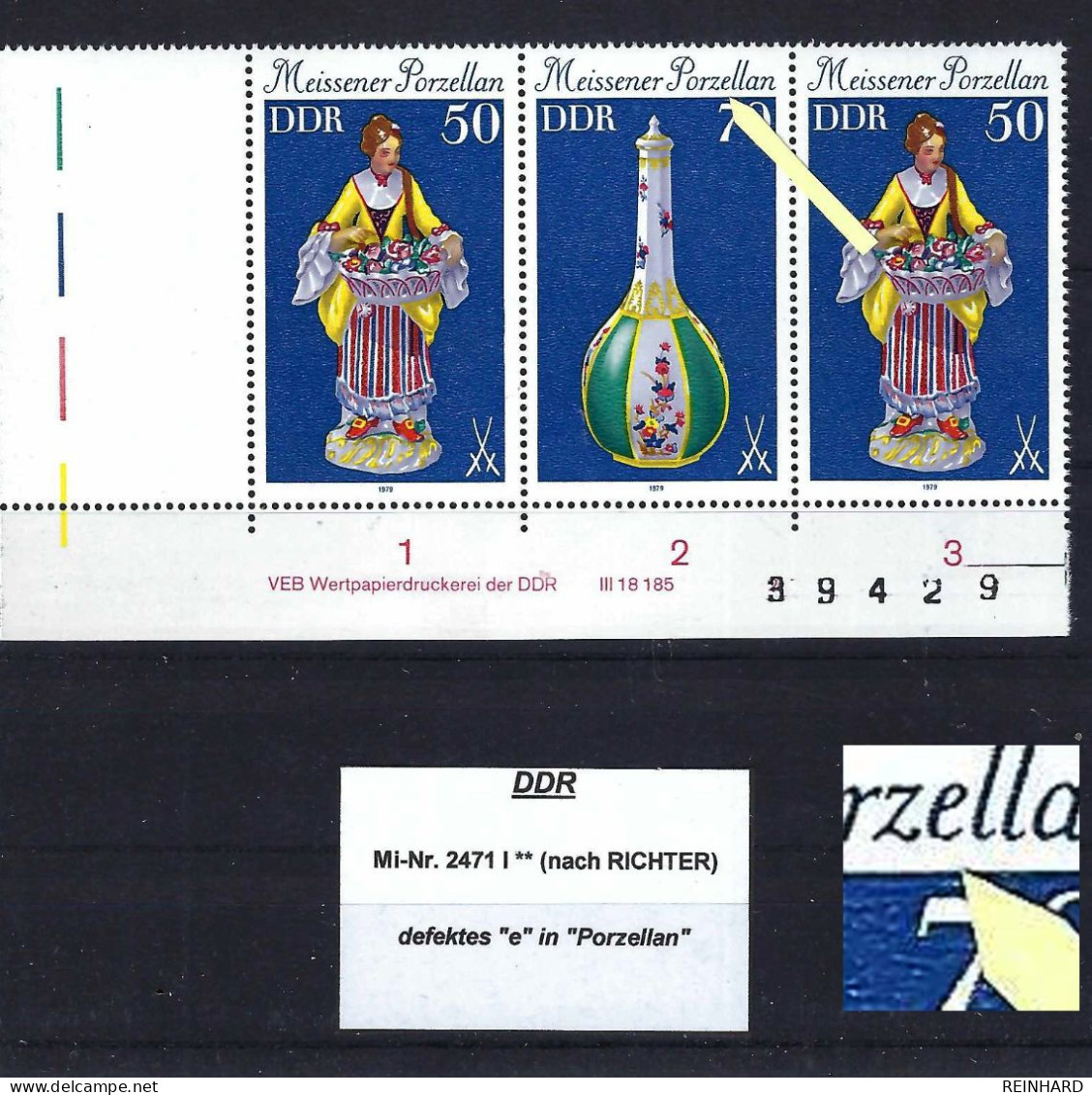 DDR Mi-Nr. 2471 I Plattenfehler Nach RICHTER Postfrisch (5)  - Siehe Beschreibung Und Bild - Variétés Et Curiosités