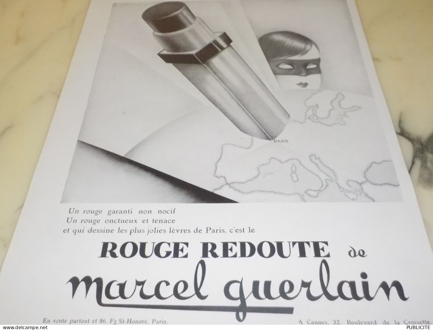 ANCIENNE PUBLICITE ROUGE REDOUTE DE MARCEL  1930 - Sonstige & Ohne Zuordnung