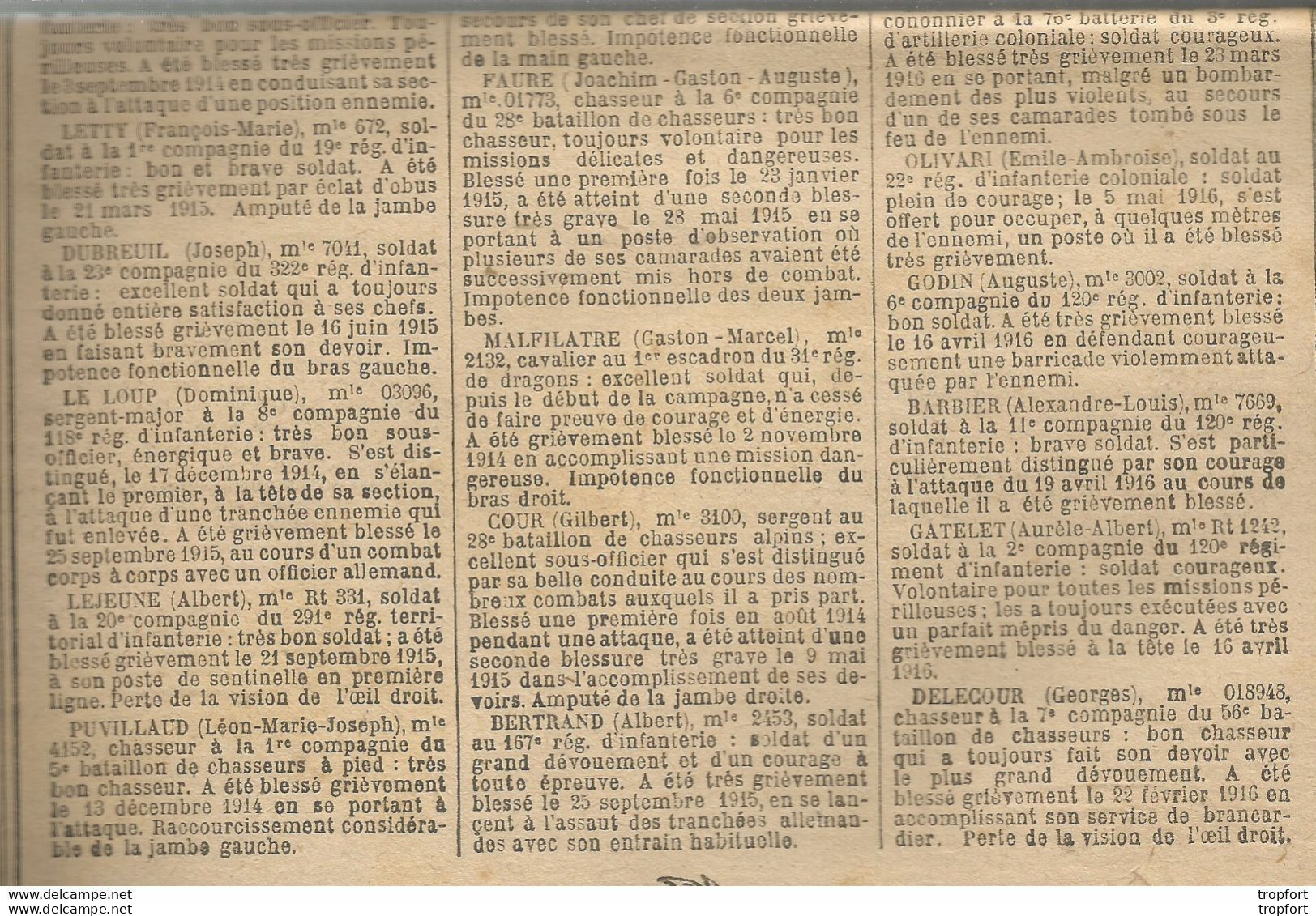 TH / Rare Journal BULLETIN DES ARMEES CITATIONS N°203 WW1 16 Pages MILITAIRES Citation 1914 1918 Guerre Bléssés - General Issues