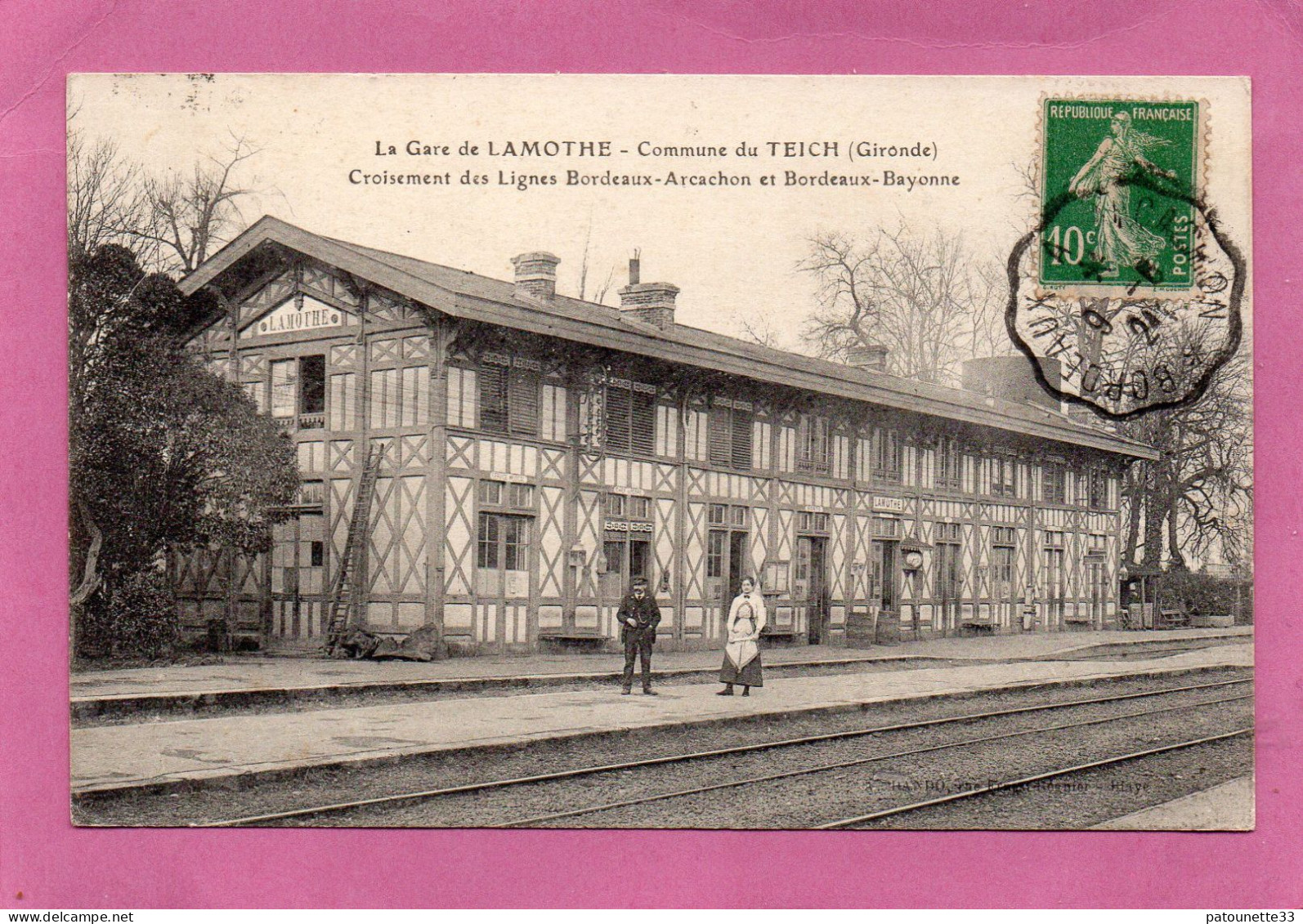 33 LA GARE LAMOTHE VUE INTERIEURE ANIMEE EXTERIEURE CROISEMENT DES LIGNES BORDEAUX-ARCACHON ET BORDEAUX BAYONNE - Andere & Zonder Classificatie