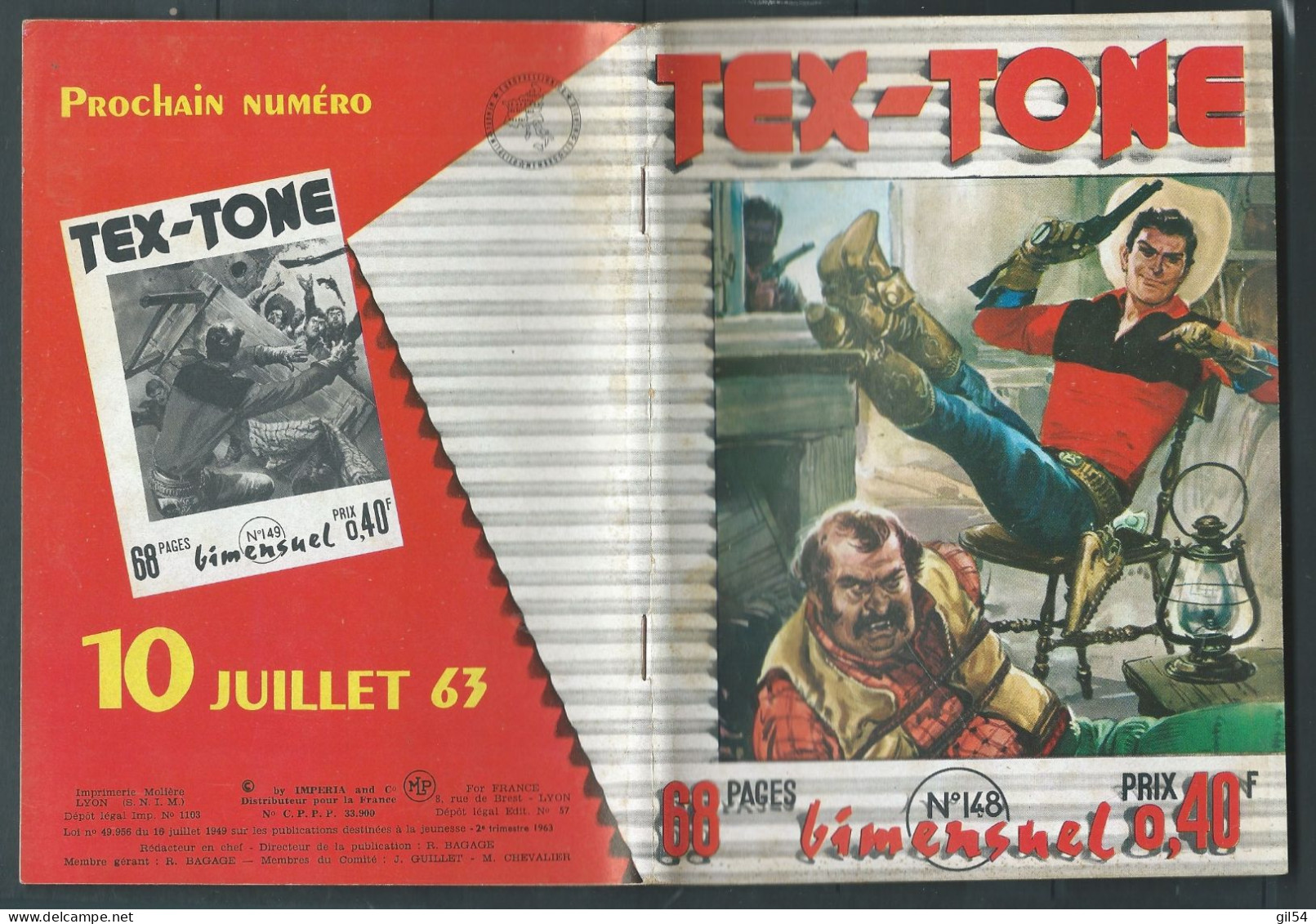 Tex-Tone N° 148 - Bimensuel  " Quemada   " - D.L.  2è Trimestre 1963  - Tex0204 - Kleinformat