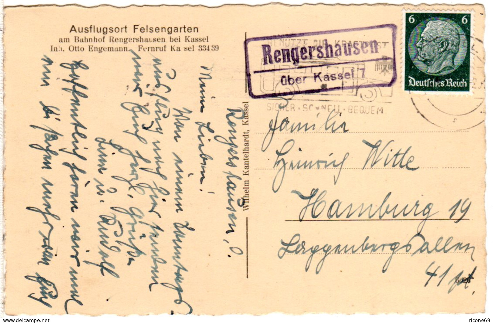 DR 1940, Landpost Stpl. RENGERSHAUSEN über Kassel 7 Auf Sw-AK M. 6 Pf. - Other & Unclassified
