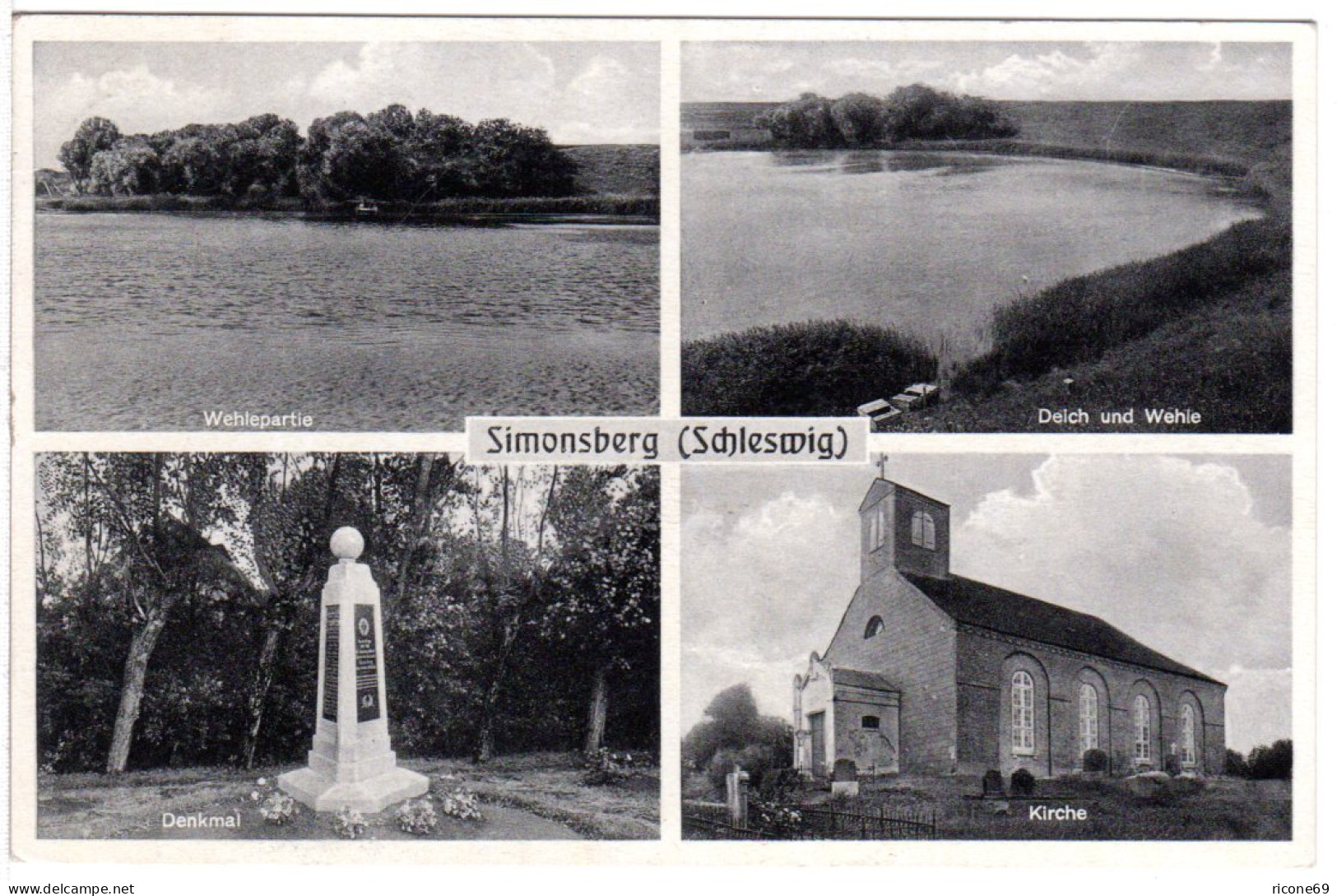 DR 1939, Landpost Stempel SIMONSBERG über Husum Auf Sw-AK M. 6 Pf. - Other & Unclassified