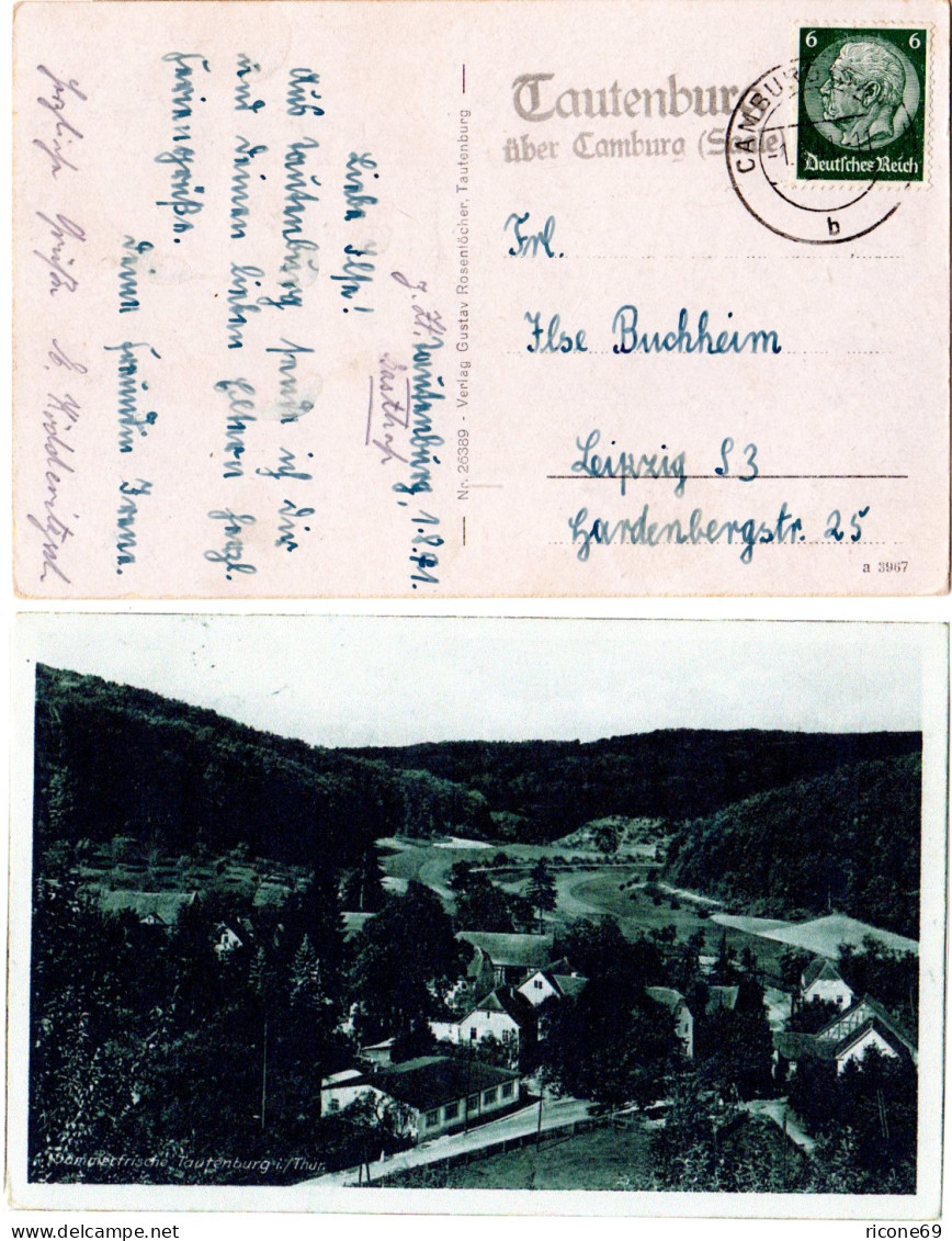 DR 1941, Landpost Stpl. TAUTENBURG über Camburg (Saale) Auf AK M. 6 Pf. - Autres & Non Classés