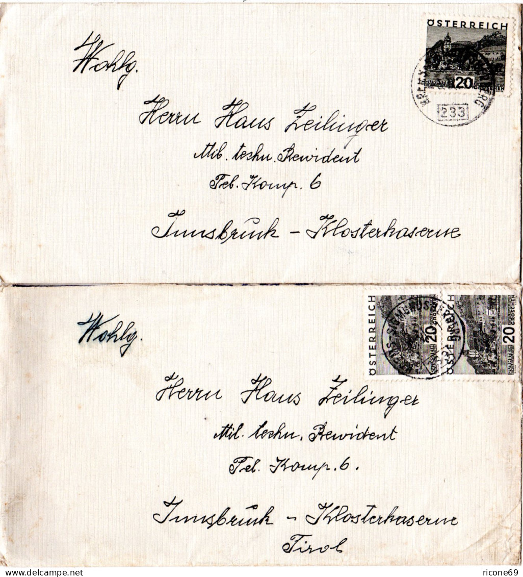 Österreich 1931, Bahnpost Stpl. KREMS-SIGMUNDSHERBERG Auf 2 Briefen V. Rosenburg - Brieven En Documenten