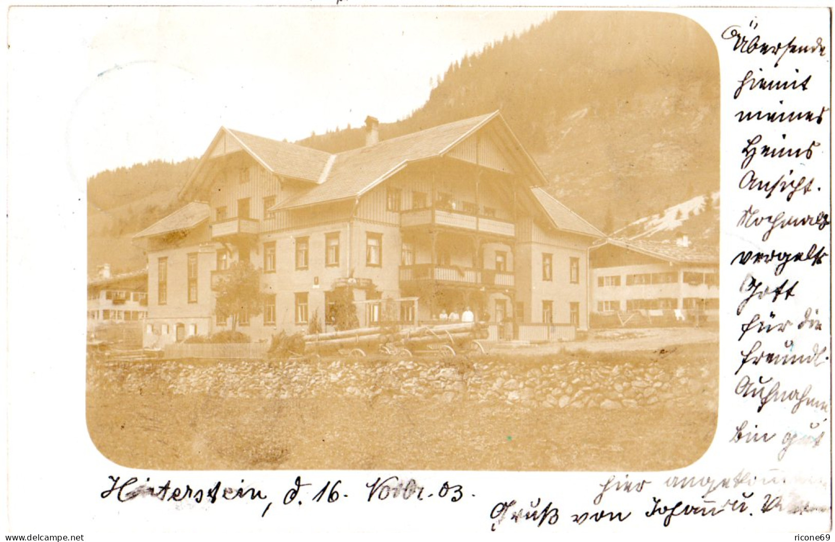 Bayern 1903, Posthilfstelle HINTERSTEIN Taxe Bad Oberdorf Auf Foto-AK M. 5 Pf - Autres & Non Classés