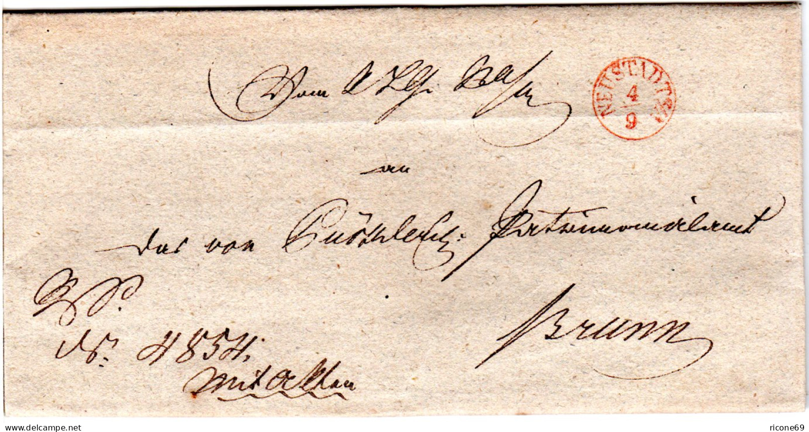 Bayern, Roter Fingerhut Stpl. NEUSTADT A/A Auf Schönem Brief N. Brunn - Préphilatélie