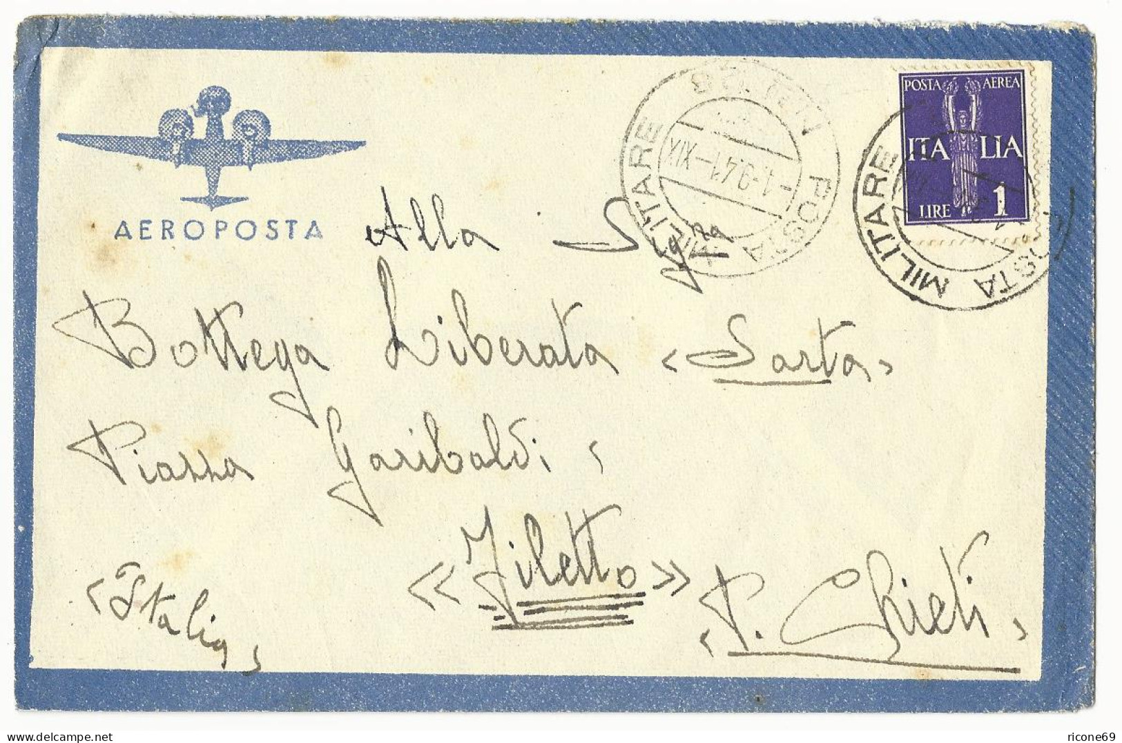 Italien, Milit. Post Albanien 1941, Luftpost Brief M. 1 Lire. - Ohne Zuordnung