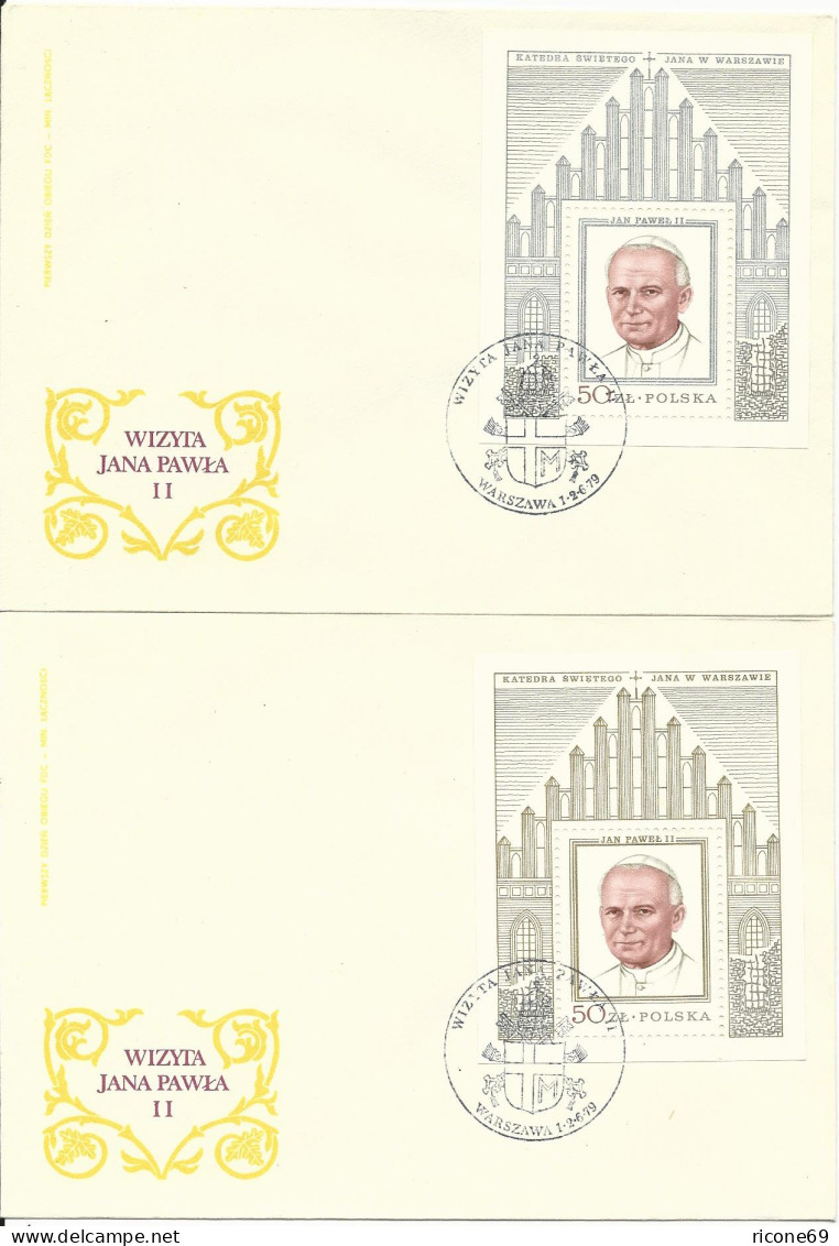 Polen Block 75/76, Papst Johannes Paul II, Gold- U. Silber- Block Je Auf FDC - Otros & Sin Clasificación