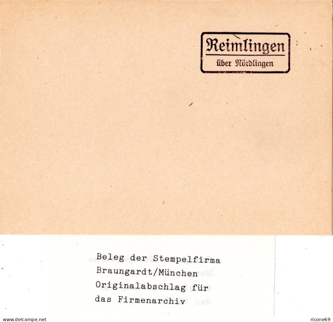 Landpoststellen Stpl. REIMLINGEN über Nördlingen, Originalprobe Aus Archiv - Lettres & Documents