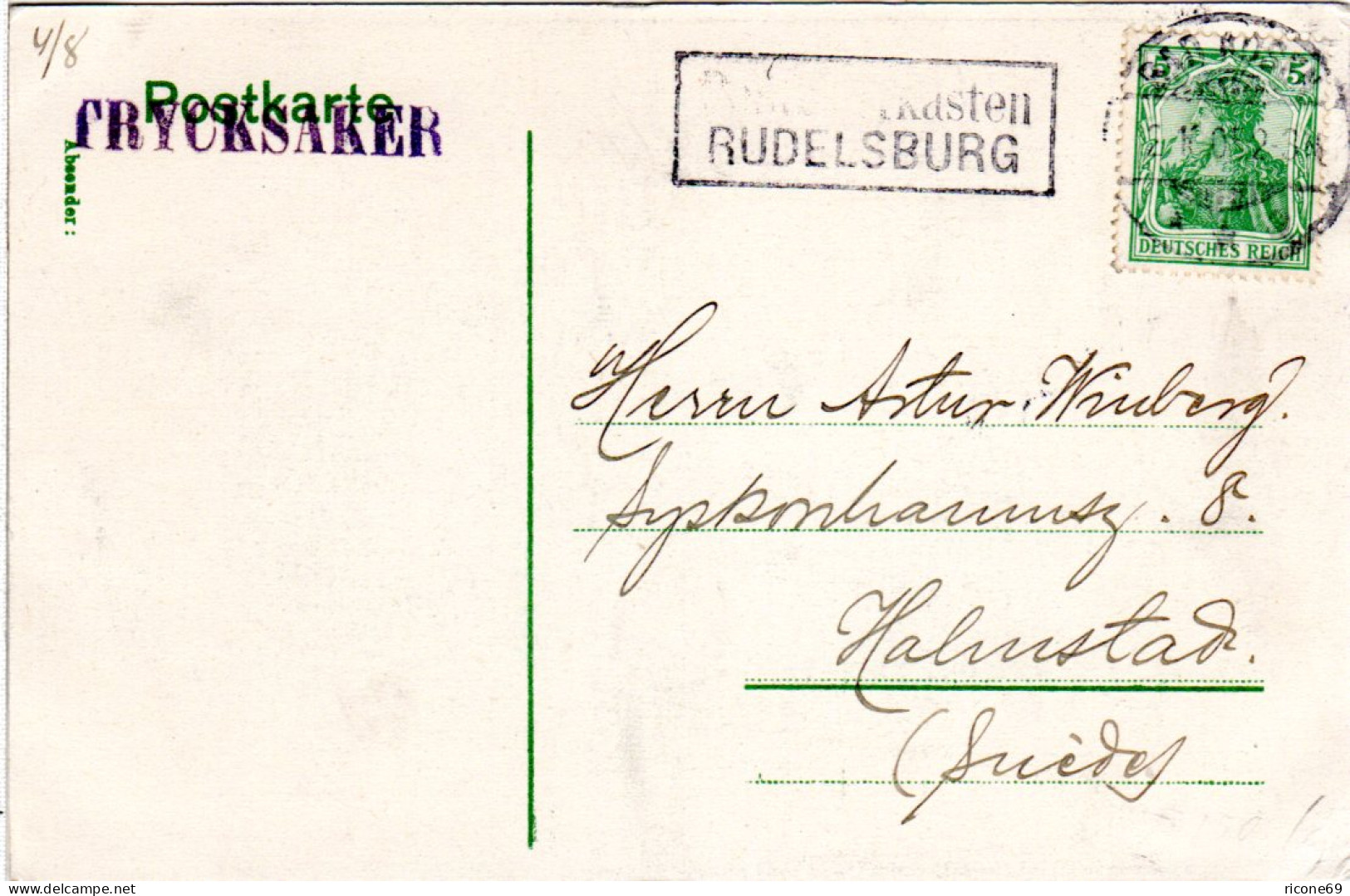 DR 1905, R2 Postbriefkasten RUDELSBURG Auf AK M. Stpl. Bad Kösen - Briefe U. Dokumente