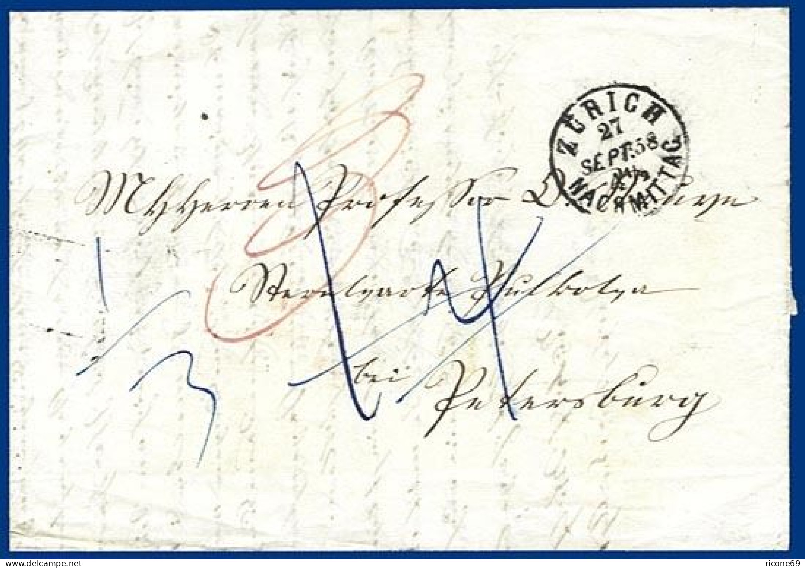Schweiz Russland 1858, Porto Brief V. Zürich. #S310 - Autres & Non Classés