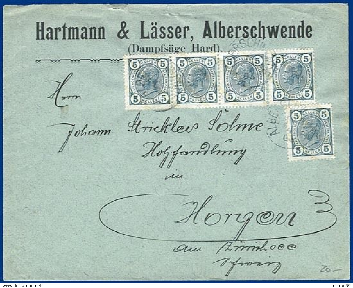 Österreich 1905, K1 ALBERSCHWENDE (V.) Auf MeF Firmen Brief I.d. Schweiz. #S257 - Storia Postale