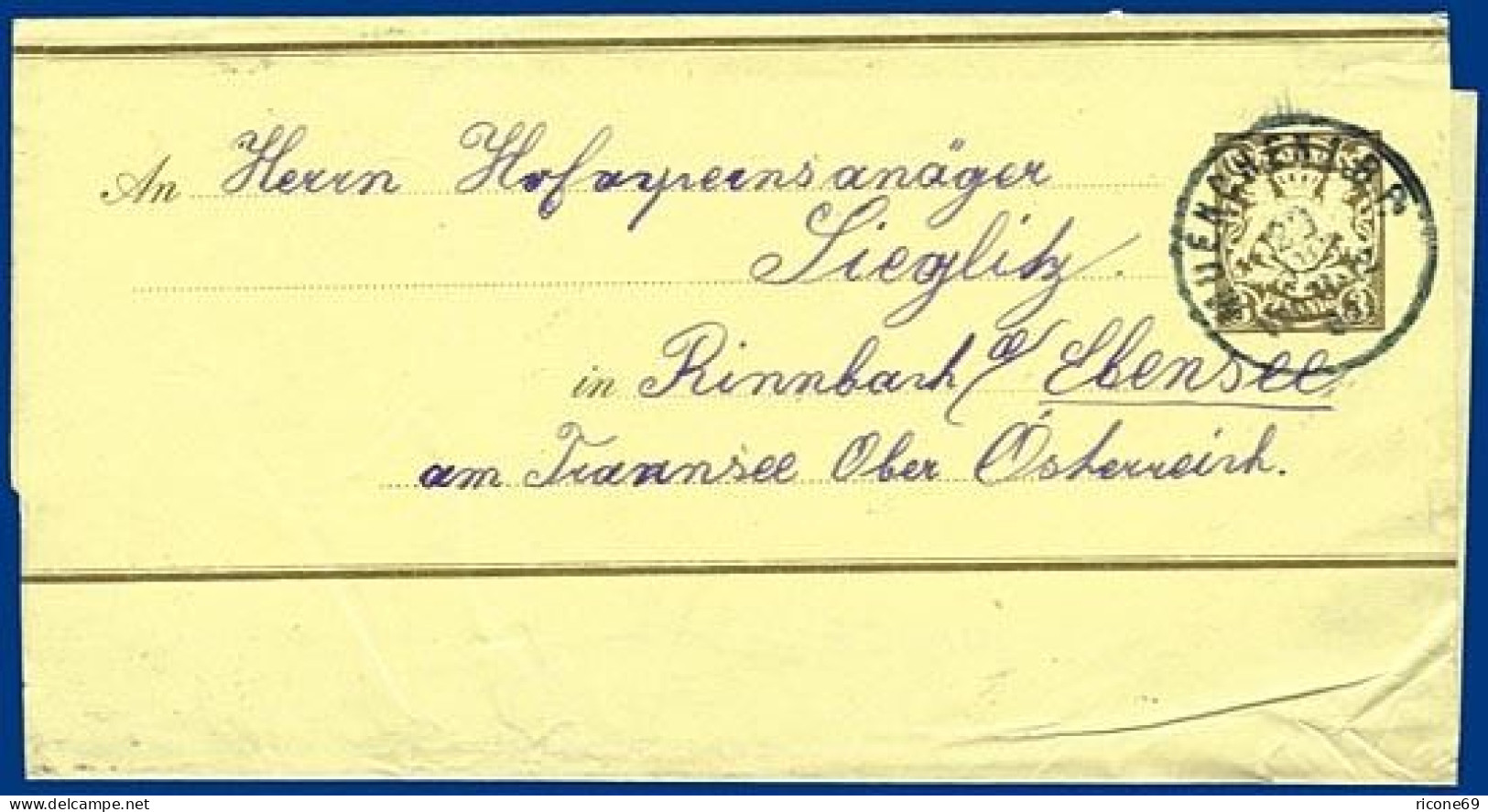 Bayern 1903, Ganzsache Streifband V. München N. Ebensee Ober- Österreich. #S303 - Cartas & Documentos