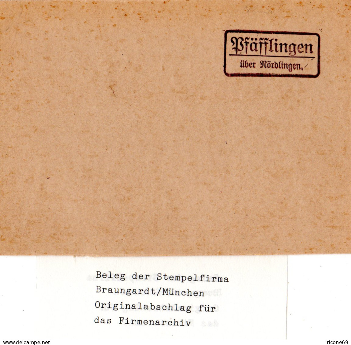 Landpoststellen Stpl. PFÄFFLINGEN über Nördlingen, Originalprobe Aus Archiv - Lettres & Documents