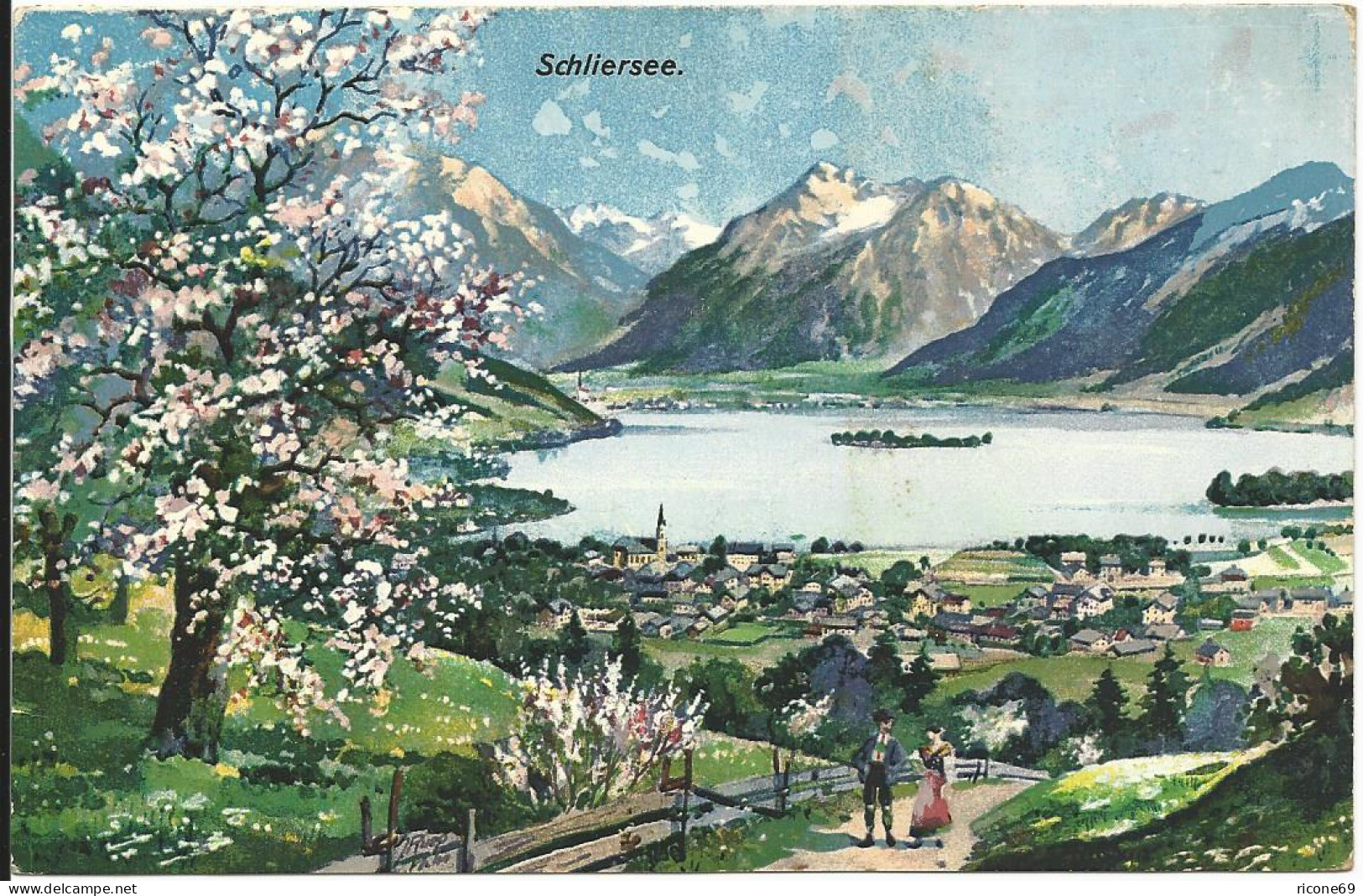 Schliersee, 1925 V. Neuhaus Gebr. Farb AK M. Maxlrainer Alm-Stempel. - Andere & Zonder Classificatie