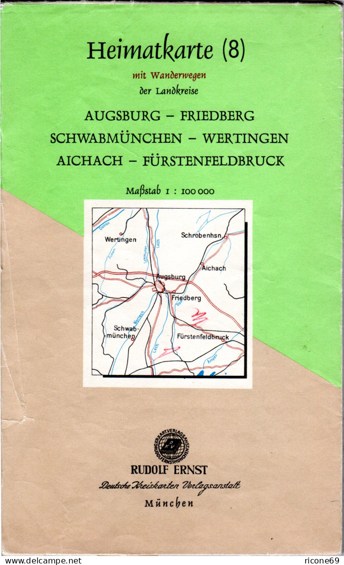 Heimatkarte Der Altlandkreise Friedberg, Aichach, Fürstenfeldbruck..von Ca. 1960 - Otros & Sin Clasificación