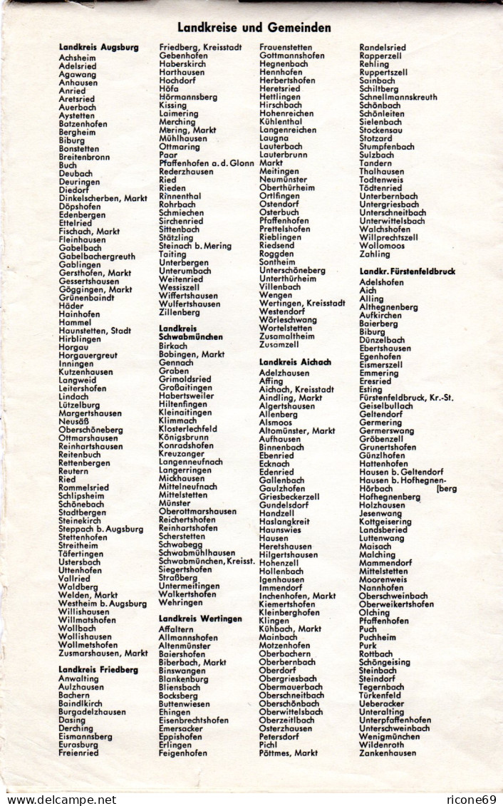 Heimatkarte Der Altlandkreise Friedberg, Aichach, Fürstenfeldbruck..von Ca. 1960 - Otros & Sin Clasificación