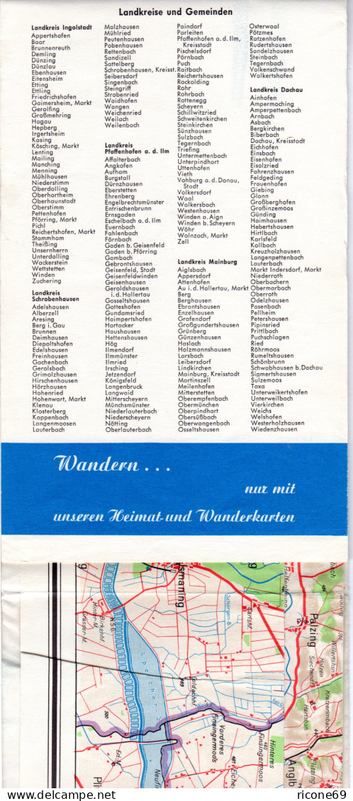 Heimatkarte Der Altlandkreise Ingolstadt, Schrobenhausen, Dachau...von Ca. 1965 - Andere & Zonder Classificatie