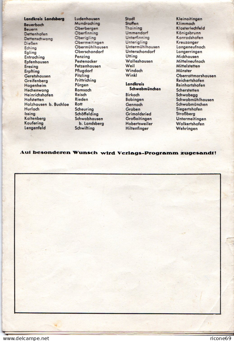 Heimatkarte Der Altlandkreise Memmingen, Mindelheim, Landsberg...von Ca. 1965 - Sonstige & Ohne Zuordnung