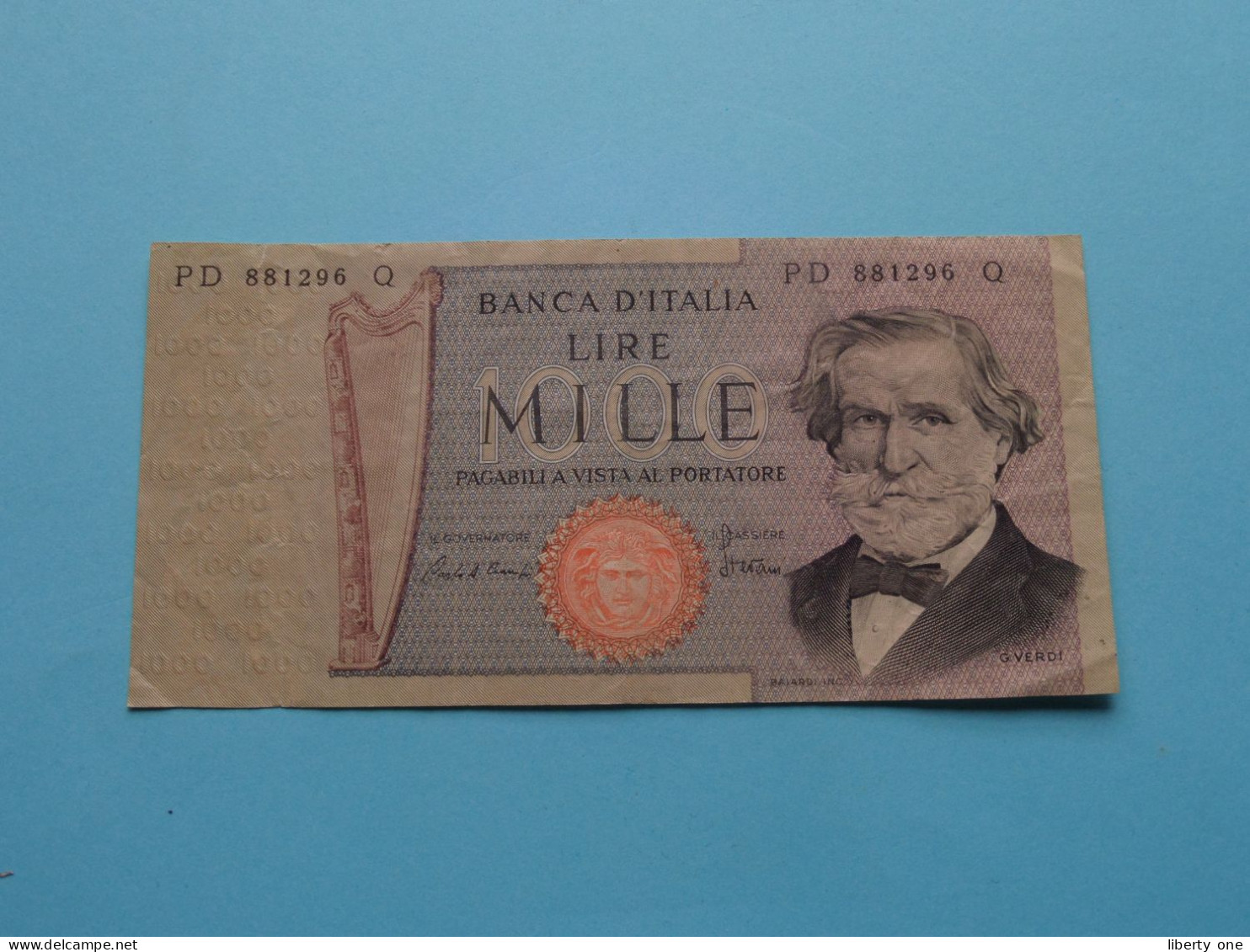 1000 Lire ( PD 881296 Q ) 1969 - Banca D'Italia ( For Grade, Please See Photo ) Circulated ! - 1000 Lire