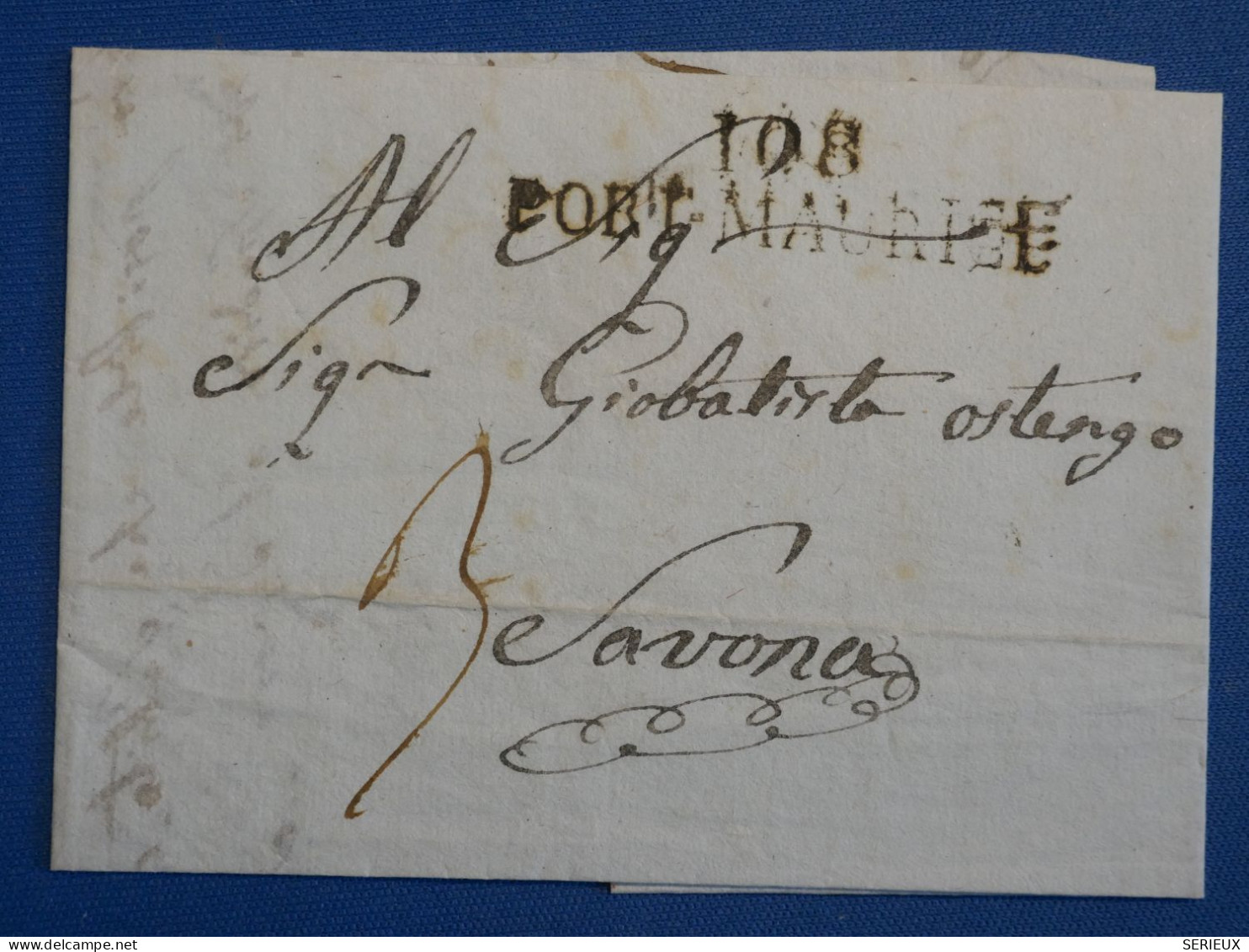 DN12 FRANCE  LETTRE  DEPART.CONQUIS 108 RR 1813 PORT MAURICE A SAVONA ITALIE   ++AFF. INTERESSANT++ - 1792-1815 : Departamentos Conquistados