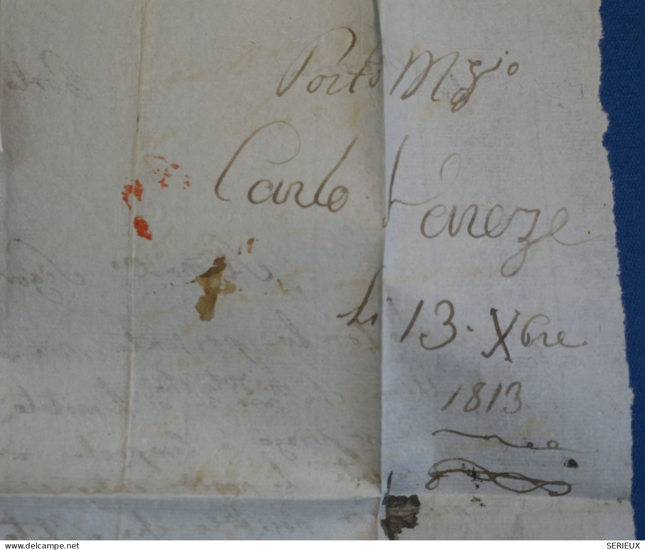 DN12 FRANCE  LETTRE  DEPART.CONQUIS 108 RR 1813 PORT MAURICE A SAVONA ITALIE   ++AFF. INTERESSANT++ - 1792-1815 : Departamentos Conquistados