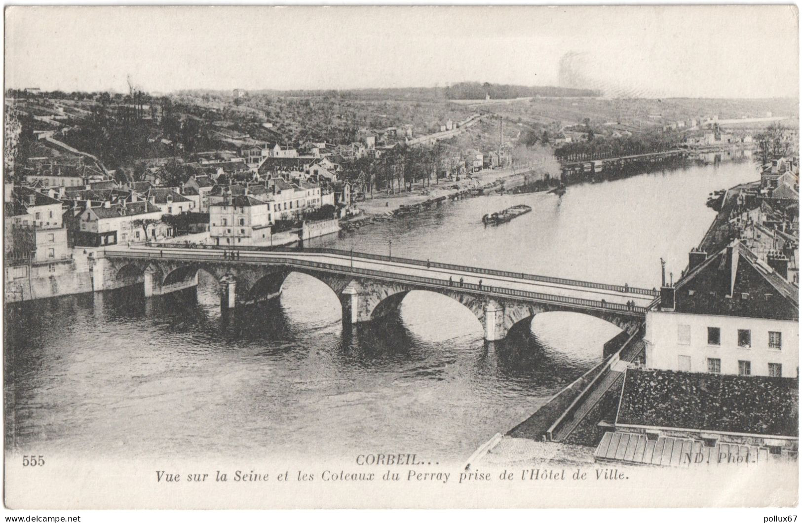 CPA DE CORBEIL  (ESSONNE)  VUE SUR LA SEINE ET LES COTEAUX DU PERRAY PRISE DE L'HÔTEL DE VILLE - Corbeil Essonnes