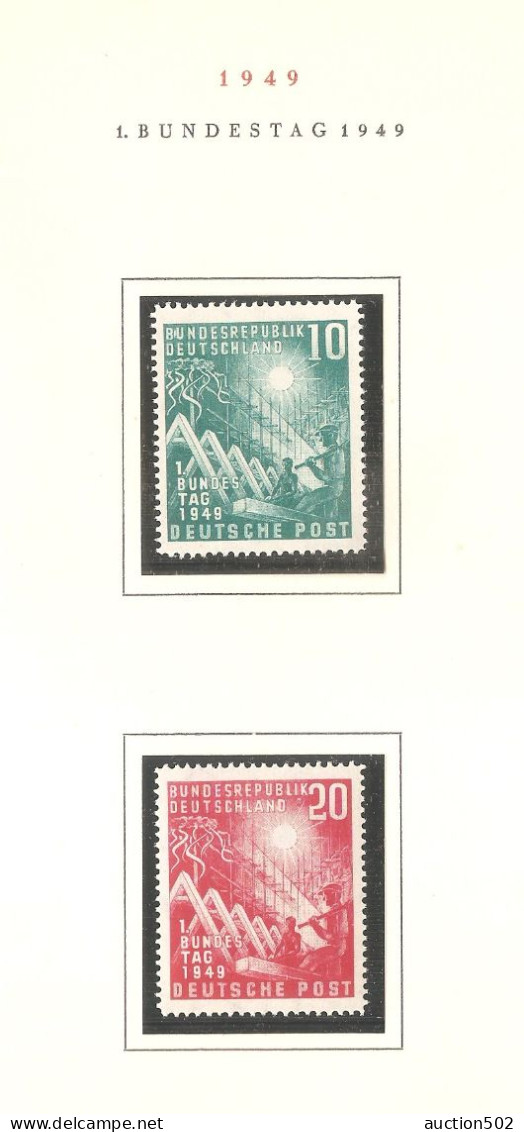 Germany DEUTSCHE POST 1. BUNDESTAG 1949  Y & T Nr 1/2  ** - Neufs