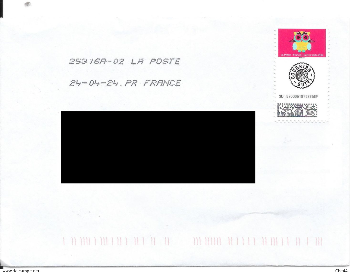 Timbre Du Carnet Adhésif "Lettre Suivie". (Voir Commentaires) - Lettres & Documents