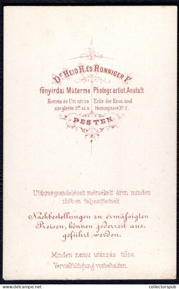 HUNGARY PEST 1860. Ca. Heid és Ronninger  CDV  Vintage Photo - Anciennes (Av. 1900)