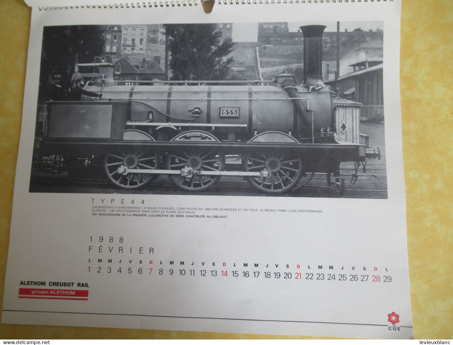 Calendrier ALSTHOM CREUSOT RAIL/ 150éme Anniversaire De La 1ére Locomotive Construite Au CREUSOT/CGE/ 1988        TRA188 - Eisenbahnverkehr