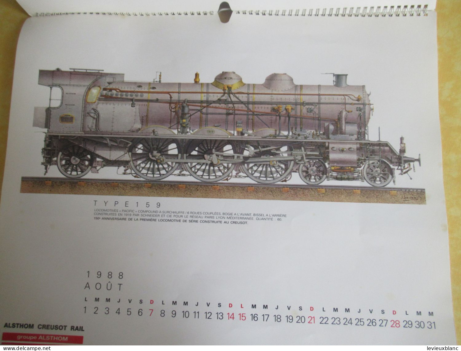 Calendrier ALSTHOM CREUSOT RAIL/ 150éme Anniversaire de la 1ére Locomotive construite au CREUSOT/CGE/ 1988        TRA188