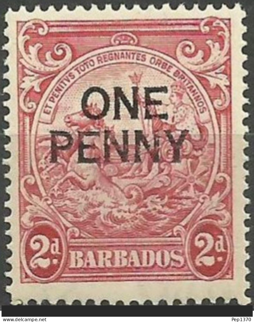 BARBADOS 1947 - SELLO SOBRECARGADO ONE PENNY - YVERT 187* - Barbades (1966-...)