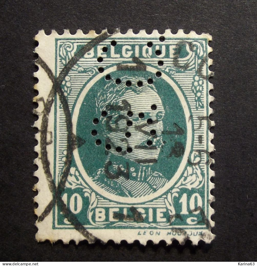 België - Belgique - Perfin Perforé -  G.C. -  Glaces De Charleroi - Roux ( Courcelles )  COB 194 - Cancelled - 1909-34