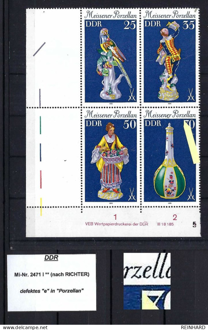 DDR Mi-Nr. 2471 I Plattenfehler Nach RICHTER Postfrisch (7)  - Siehe Beschreibung Und Bild - Varietà E Curiosità