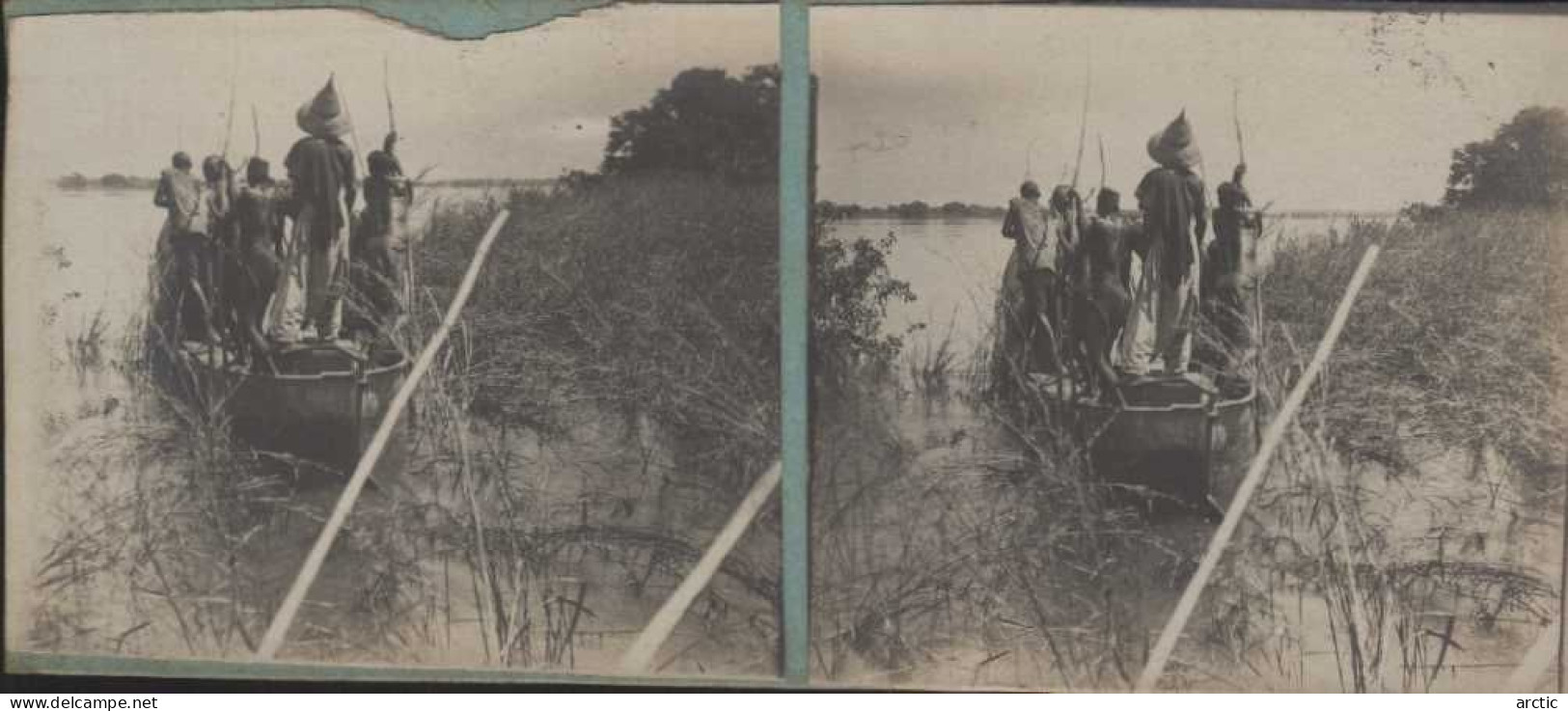 Photo Stéréoscopique Tchad Fort Lamy Sur Le Gribigui En Route Pour La France - Stereoscoop