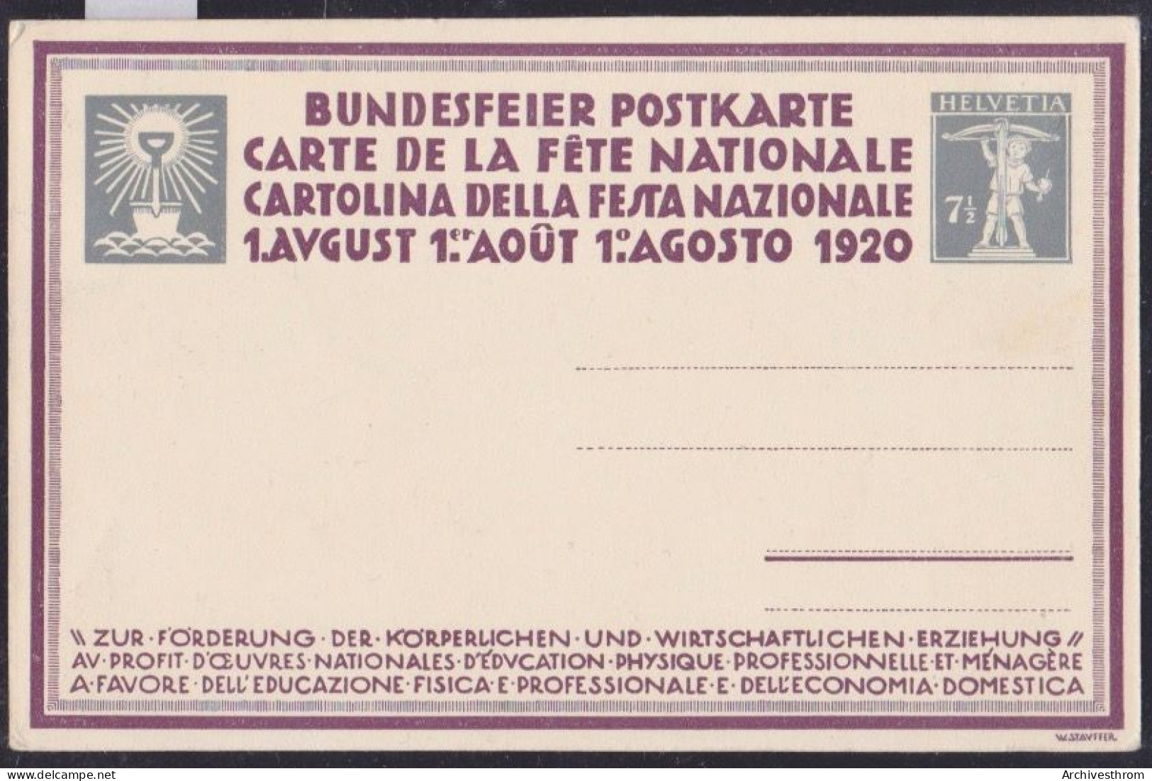 L'armailli Sortant La Pâte Du Fromage De La Bassine - Peint Par C.Liner Fête Nat. Suisse 1920 (15'248) - Craft