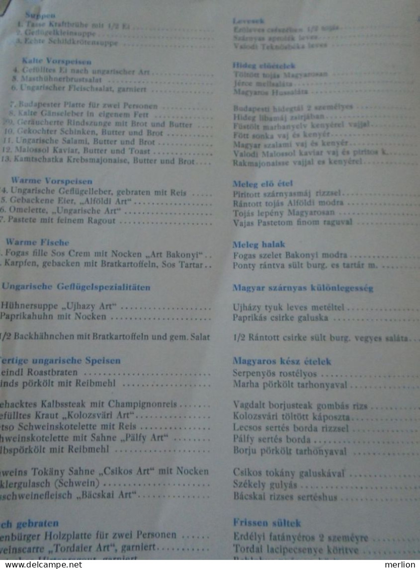 D202250 Menu Speisenkarte  Frühjahrsmesse 1955 Haus ANTIFA   LEIPZIG  -DDR Germany  -Ungarische Meisterköche - Menú