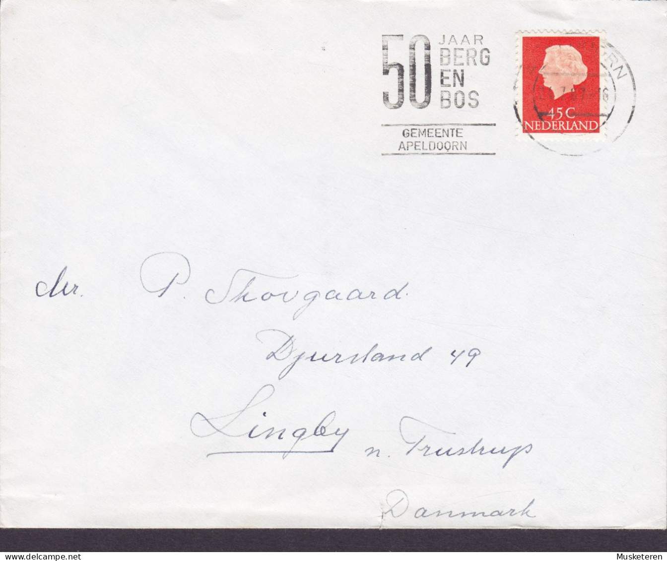 Netherlands Sogan Flamme APELDOORN 1967 Cover Brief Lettre LYNGBY Pr. TRUSTRUP Denmark 15c. Juliana Stamp - Storia Postale