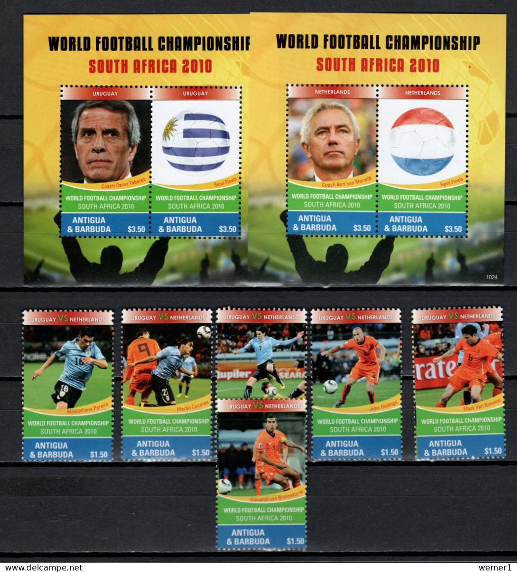 Antigua 2010 Football Soccer World Cup Set Of 6 + 2 S/s MNH - 2010 – África Del Sur