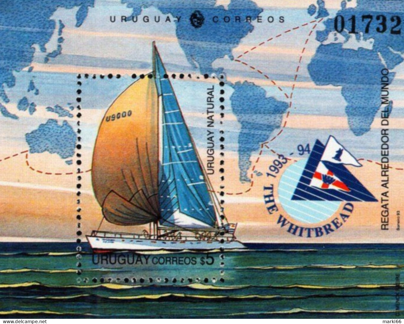 Uruguay - 1993 - Whitbread Trans-global Yacht Race - Mint Souvenir Sheet - Uruguay