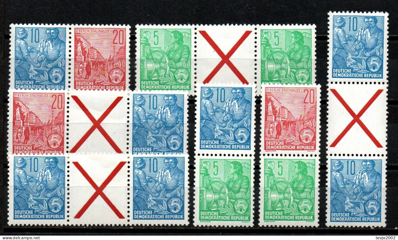 DDR 1957 - Lot Zusammendruck 5 Jahresplan - Postfrisch MNH - Zusammendrucke