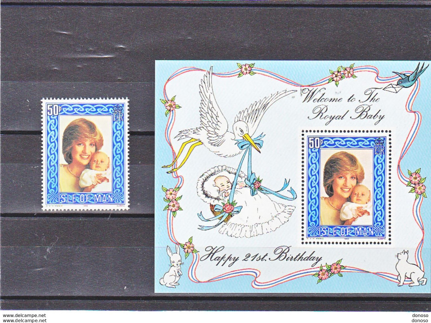 MAN 1982 LADY DIANA  ET PRINCE WILLIAM Yvert 214 + BF 6 NEUF** MNH Cote 7,50 Euros - Man (Insel)