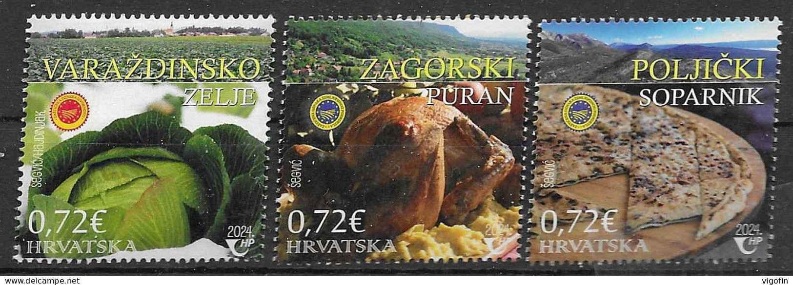 HR 2024-1660-2 CROATIAN PROTESCTED AGRICUKTURAL AND FOOD PRODUCTS. 3v, MNH - Croatie