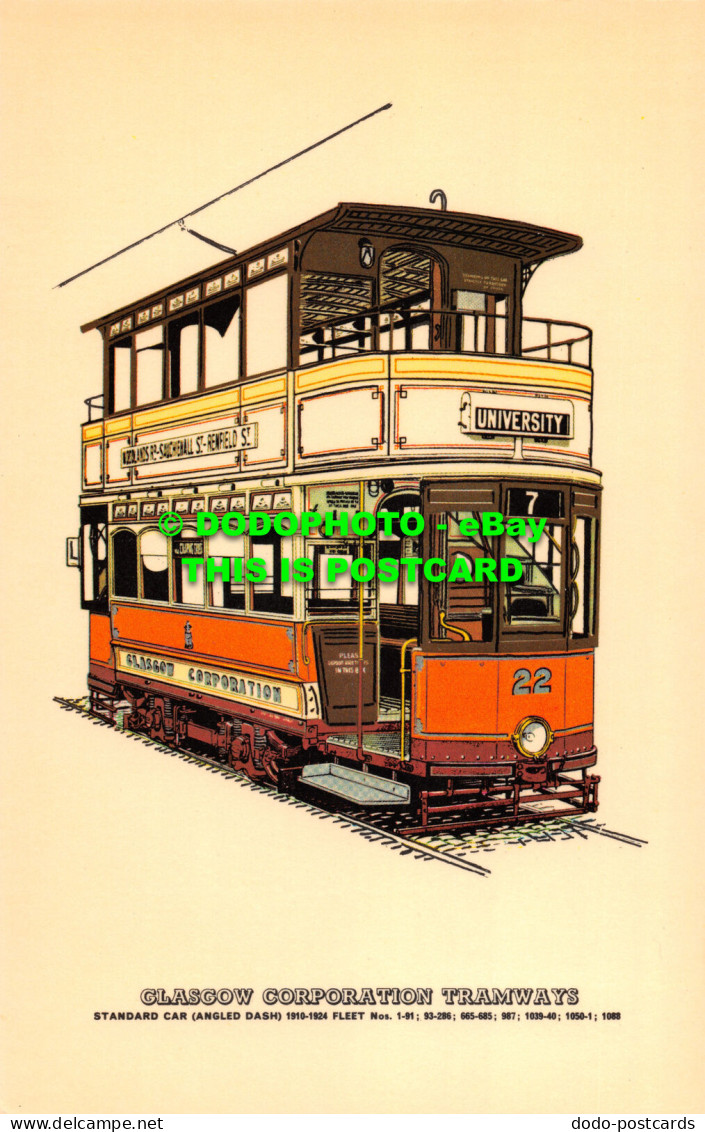 R527803 Glasgow Corporation Tramways. Standard Car. 1910 1924 Fleet No. 1 91. Pr - World