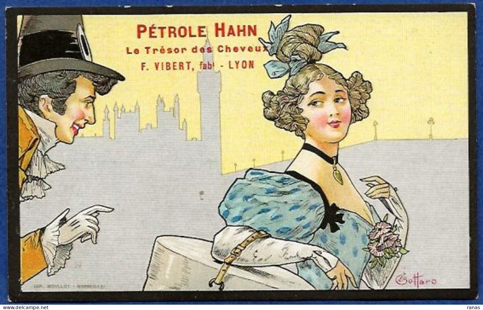 CPA Publicité Publicitaire Réclame Non Circulé Pétrole Hahn Coiffure Bottaro Art Nouveau - Publicité