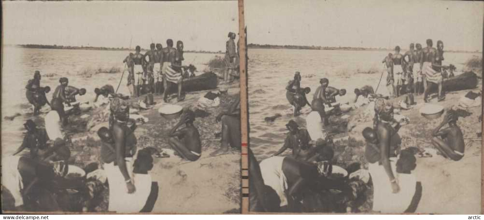 Photo Stéréoscopique Tchad Fort Lamy Sur Les Bords Du Chari Agité - Stereoscopic